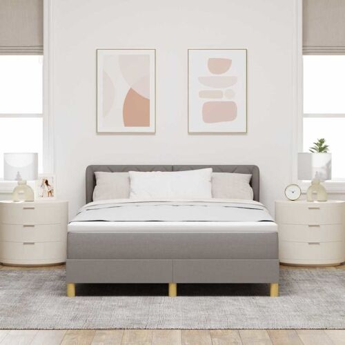Box spring krevet Sivo-smeđa 140 x 190 cm tkanina - Sivo-smeđa 140 x 190 cm Dizajn s rombovima Cijena