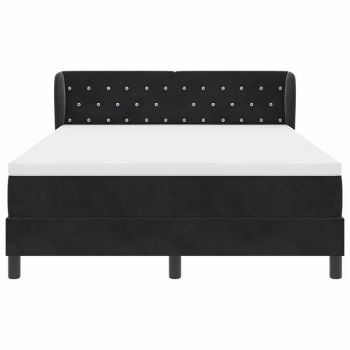 Box spring krevet s uzglavljem Crna 140 x 190 cm Baršun - Crna 140 x 190 cm Kristal s dugmadima Cijena