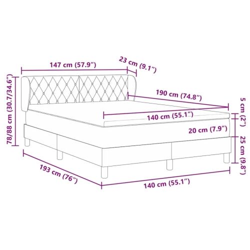 Box spring krevet s uzglavljem Crna 140 x 190 cm Baršun - Crna 140 x 190 cm Kristal s dugmadima Cijena