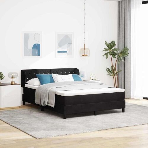 Box spring krevet s uzglavljem Crna 140 x 190 cm Baršun - Crna 140 x 190 cm Kristal s dugmadima Cijena