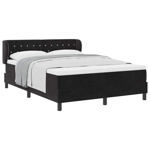 Box spring krevet s uzglavljem Crna 140 x 190 cm Baršun - Crna 140 x 190 cm Kristal s dugmadima Cijena