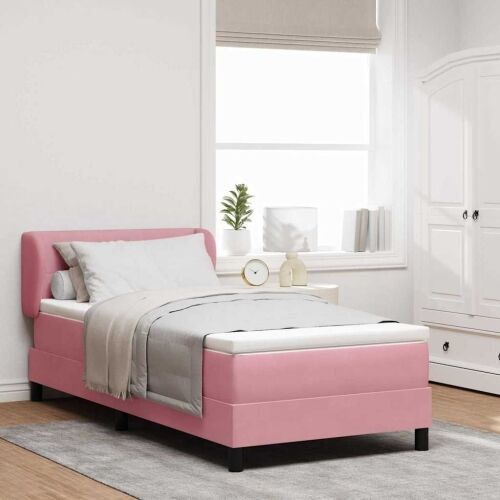 Box spring krevet Ružičasta 100 x 200 cm Baršun - Ružičasta 100 x 200 cm Prošiveno gumbima Cijena