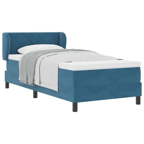 Box spring krevet Tamno plava 100 x 200 cm Baršun - Tamno plava 100 x 200 cm Dizajn s rombovima Cijena