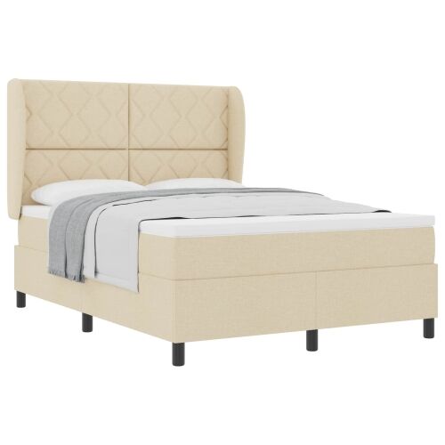 Box spring krevet s uzglavljem Krema 160 x 200 cm tkanina - Krema 160 x 200 cm Dizajn s rombovima Cijena