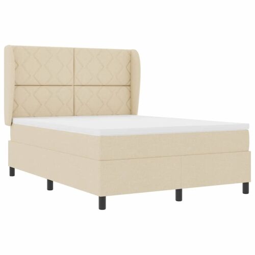 Box spring krevet s uzglavljem Krema 160 x 200 cm tkanina - Krema 160 x 200 cm Dizajn s rombovima Cijena