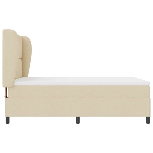 Box spring krevet s uzglavljem Krema 160 x 200 cm tkanina - Krema 160 x 200 cm Dizajn s rombovima Cijena