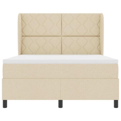 Box spring krevet s uzglavljem Krema 160 x 200 cm tkanina - Krema 160 x 200 cm Dizajn s rombovima Cijena
