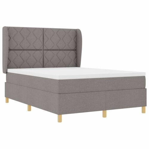 Box spring krevet Sivo-smeđa 190 x 140 cm tkanina - Sivo-smeđa 140 x 190 cm Dizajn s rombovima Cijena