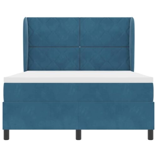 Box spring krevet Tamno plava 200 x 140 cm Baršun - Tamno plava 140 x 200 cm Dizajn s rombovima Cijena