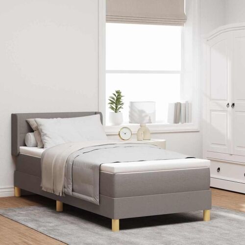 Box spring krevet Sivo-smeđa 200 x 100 cm tkanina - Sivo-smeđa 100 x 200 cm Prošiveno gumbima Cijena