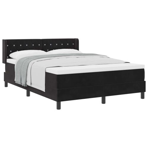 Box spring krevet s uzglavljem Crna 190 x 140 cm Baršun - Crna 140 x 190 cm Kristal s dugmadima Cijena