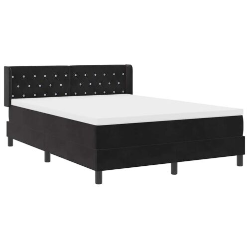 Box spring krevet s uzglavljem Crna 190 x 140 cm Baršun - Crna 140 x 190 cm Kristal s dugmadima Cijena