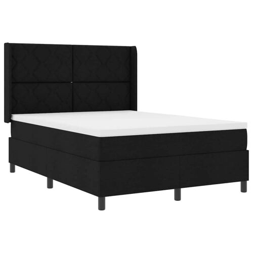 Box spring krevet s jastukom Crna 200 x 140 cm tkanina - Crna 140 x 200 cm Dizajn s rombovima Cijena