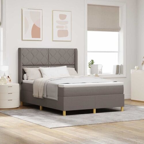 Box spring krevet Sivo-smeđa 140 x 190 cm tkanina - Sivo-smeđa 140 x 190 cm Dizajn s rombovima Cijena