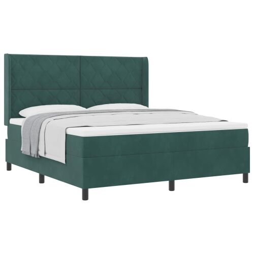 Box spring krevet Tamnozelena 180 x 200 cm Baršun - Tamnozelena 180 x 200 cm Dizajn s rombovima Cijena
