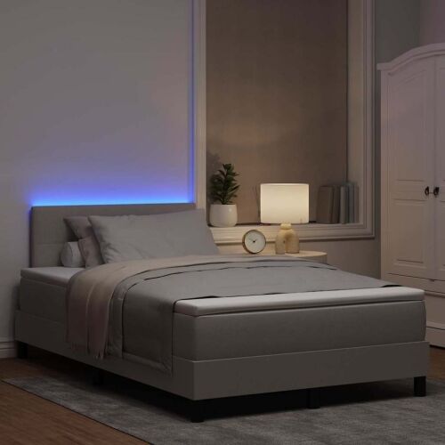 Box spring krevet Sivo-smeđa 120 x 190 cm tkanina - Sivo-smeđa 120 x 190 cm Prošiveno gumbima Cijena