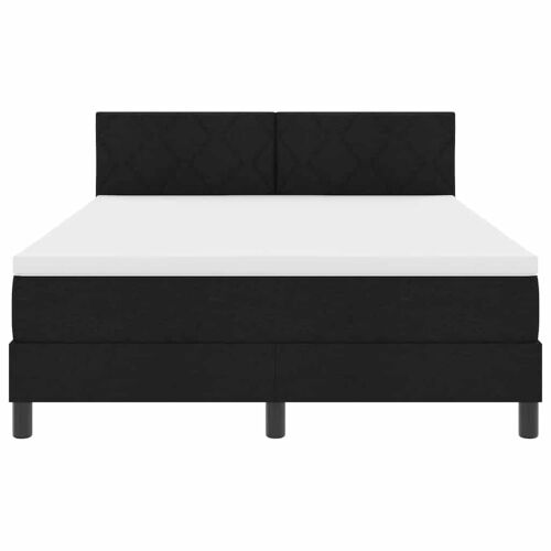 Box spring krevet s LED trakama Crna 140 x 190 cm tkanina - Crna 140 x 190 cm Dizajn s rombovima Cijena