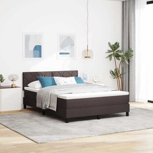 Box spring krevet Tamno smeđa 140 x 190 cm tkanina - Tamno smeđa 140 x 190 cm Dizajn s rombovima Cijena