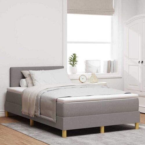 LED Box Spring Krevet Sivo-smeđa 120 x 190 cm tkanina - Sivo-smeđa 120 x 190 cm Prošiveno gumbima Cijena