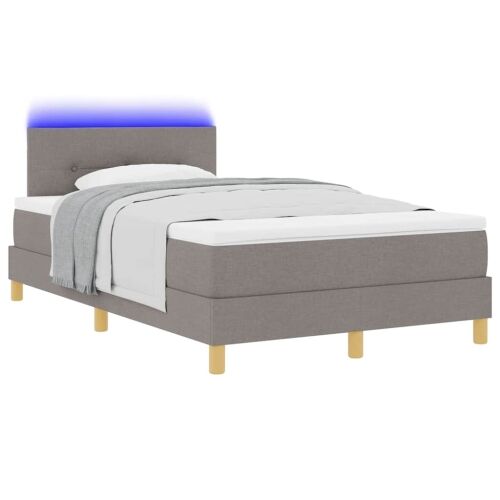 LED Box Spring Krevet Sivo-smeđa 120 x 190 cm tkanina - Sivo-smeđa 120 x 190 cm Prošiveno gumbima Cijena