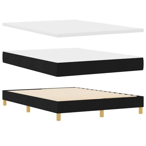LED Box Spring Krevet s LED trakama Crna 140 x 200 cm tkanina - Crna 140 x 200 cm Dizajn s rombovima Cijena