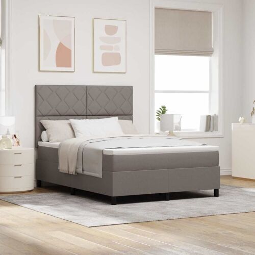 Box spring krevet Sivo-smeđa 140 x 190 cm tkanina - Sivo-smeđa 140 x 190 cm Dizajn s rombovima Cijena