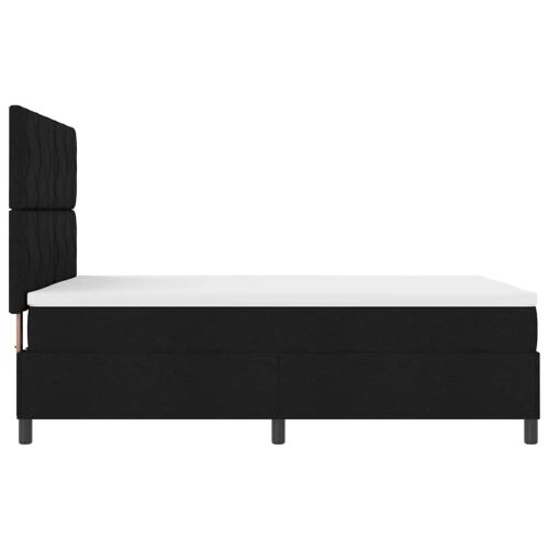 Box spring krevet s LED trakama Crna 140 x 200 cm tkanina - Crna 140 x 200 cm Dizajn s rombovima Cijena