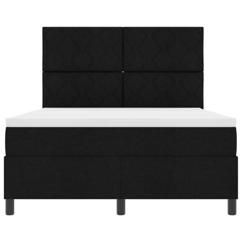 Box spring krevet s LED trakama Crna 140 x 200 cm tkanina - Crna 140 x 200 cm Dizajn s rombovima Cijena