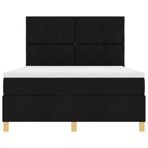 LED Box Spring Krevet s uzglavljem Crna 140 x 190 cm tkanina - Crna 140 x 190 cm Dizajn s rombovima Cijena