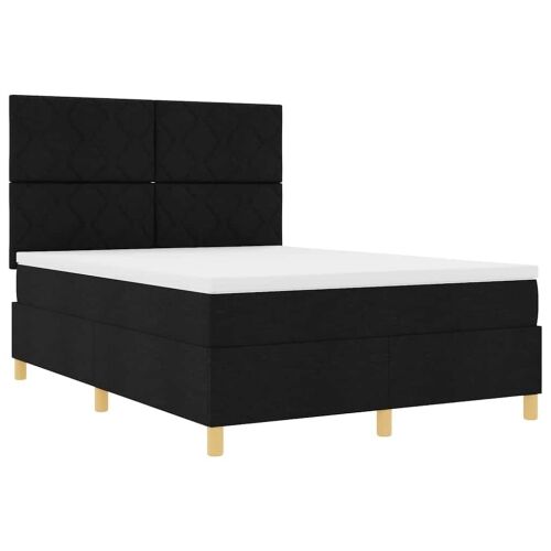 LED Box Spring Krevet s uzglavljem Crna 140 x 190 cm tkanina - Crna 140 x 190 cm Dizajn s rombovima Cijena