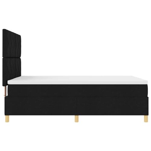 LED Box Spring Krevet s uzglavljem Crna 140 x 190 cm tkanina - Crna 140 x 190 cm Dizajn s rombovima Cijena