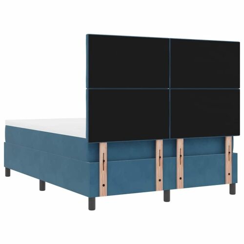 LED Box Spring Krevet Tamno plava 140 x 200 cm Baršun - Tamno plava 140 x 200 cm Dizajn s rombovima Cijena