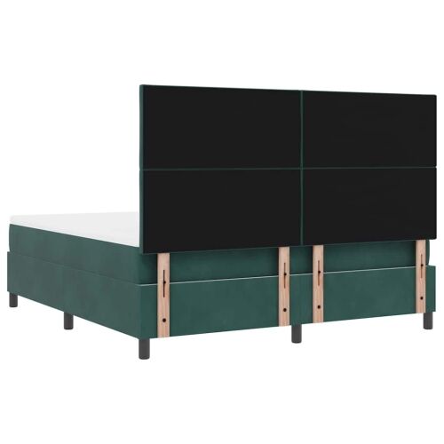 LED Box Spring Krevet Tamnozelena 180 x 200 cm Baršun - Tamnozelena 180 x 200 cm Dizajn s rombovima Cijena