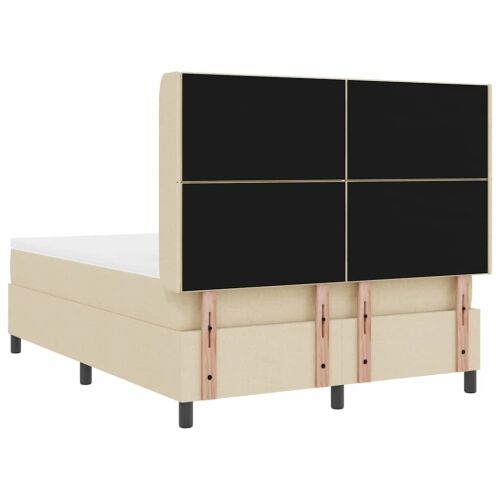 LED Box Spring Krevet s uzglavljem Krema 160 x 200 cm tkanina - Krema 160 x 200 cm Dizajn s rombovima Cijena