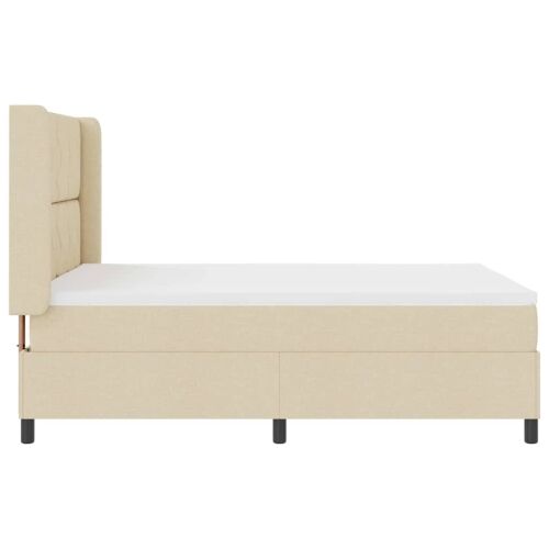 LED Box Spring Krevet s uzglavljem Krema 160 x 200 cm tkanina - Krema 160 x 200 cm Dizajn s rombovima Cijena