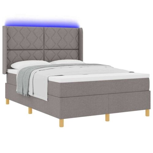 Box spring krevet Sivo-smeđa 140 x 200 cm tkanina - Sivo-smeđa 140 x 200 cm Dizajn s rombovima Cijena