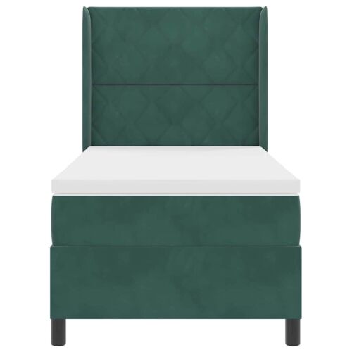 Box spring krevet Tamnozelena 90 x 190 cm Baršun - Tamnozelena 90 x 190 cm Dizajn s rombovima Cijena