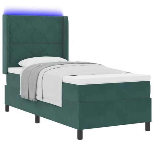 Box spring krevet Tamnozelena 90 x 190 cm Baršun - Tamnozelena 90 x 190 cm Dizajn s rombovima Cijena