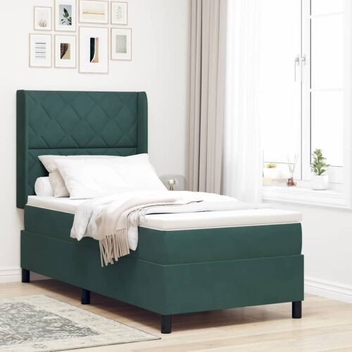 Box spring krevet Tamnozelena 90 x 200 cm Baršun - Tamnozelena 90 x 200 cm Dizajn s rombovima Cijena