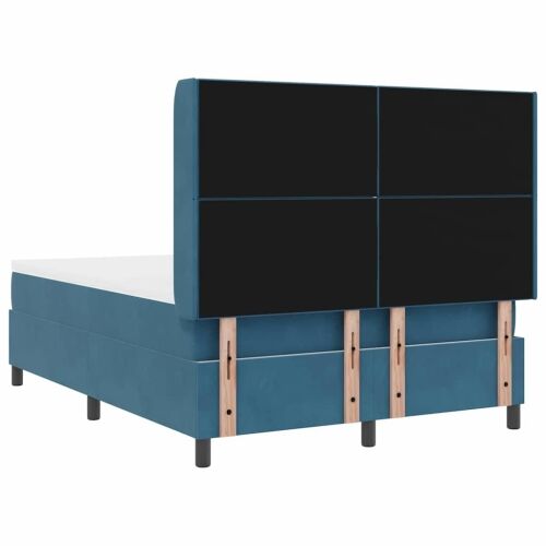 Box spring krevet s LED trakama Plava 160 x 200 cm Baršun - Tamno plava 160 x 200 cm Dizajn s rombovima Cijena