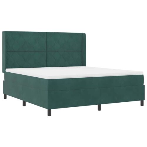 Box spring krevet Tamnozelena 180 x 200 cm Baršun - Tamnozelena 180 x 200 cm Dizajn s rombovima Cijena