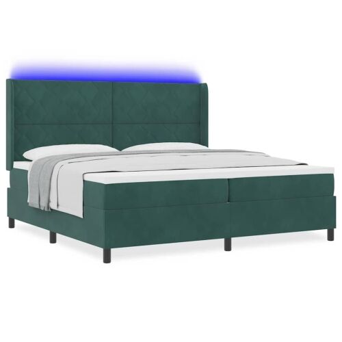 Box spring krevet Tamnozelena 200 x 200 cm Baršun - Tamnozelena 200 x 200 cm Dizajn s rombovima Cijena