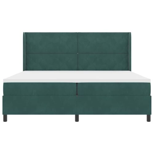 Box spring krevet Tamnozelena 200 x 200 cm Baršun - Tamnozelena 200 x 200 cm Dizajn s rombovima Cijena
