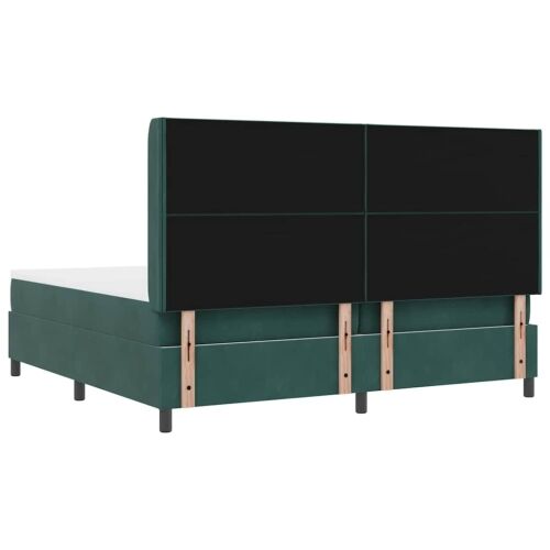 Box spring krevet Tamnozelena 200 x 200 cm Baršun - Tamnozelena 200 x 200 cm Dizajn s rombovima Cijena
