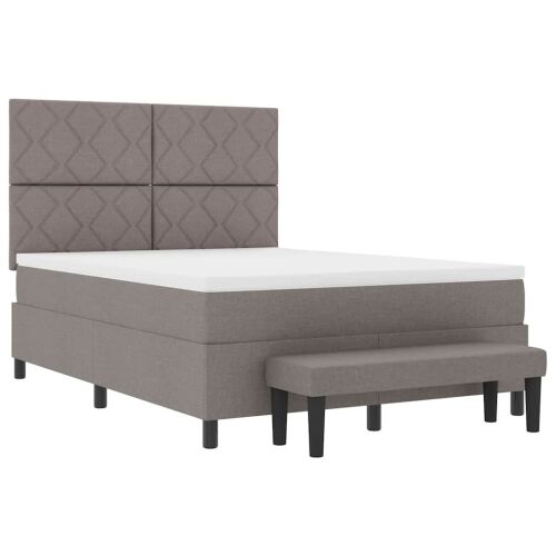 Box spring krevet Sivo-smeđa 140 x 190 cm tkanina - Sivo-smeđa 140 x 190 cm Dizajn s rombovima Cijena