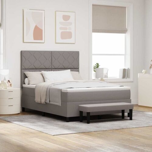 Box spring krevet Sivo-smeđa 140 x 190 cm tkanina - Sivo-smeđa 140 x 190 cm Dizajn s rombovima Cijena