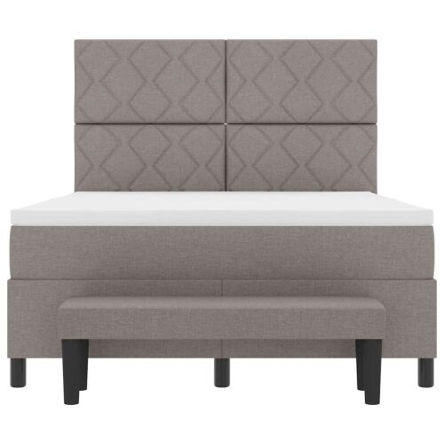 Box spring krevet Sivo-smeđa 140 x 190 cm tkanina - Sivo-smeđa 140 x 190 cm Dizajn s rombovima Cijena