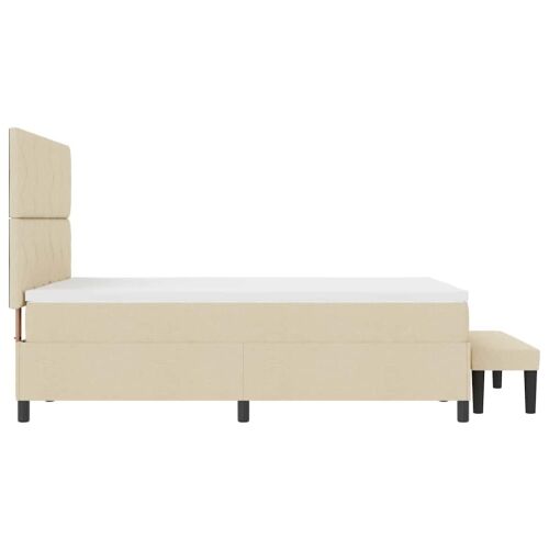 Box spring krevet s uzglavljem Krema 160 x 200 cm tkanina - Krema 160 x 200 cm Dizajn s rombovima Cijena