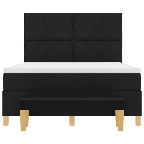 Box spring krevet s jastukom Crna 190 x 140 cm tkanina - Crna 140 x 190 cm Dizajn s rombovima Cijena