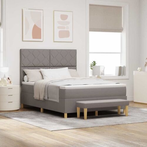 Box spring krevet Sivo-smeđa 140 x 190 cm tkanina - Sivo-smeđa 140 x 190 cm Dizajn s rombovima Cijena